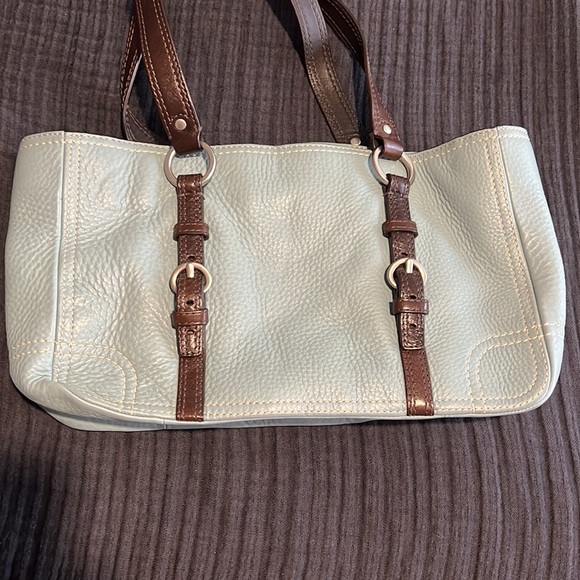 Vintage Coach leather baby blue & brown shoulder bag 00851-F12339 - Picture 6 of 7